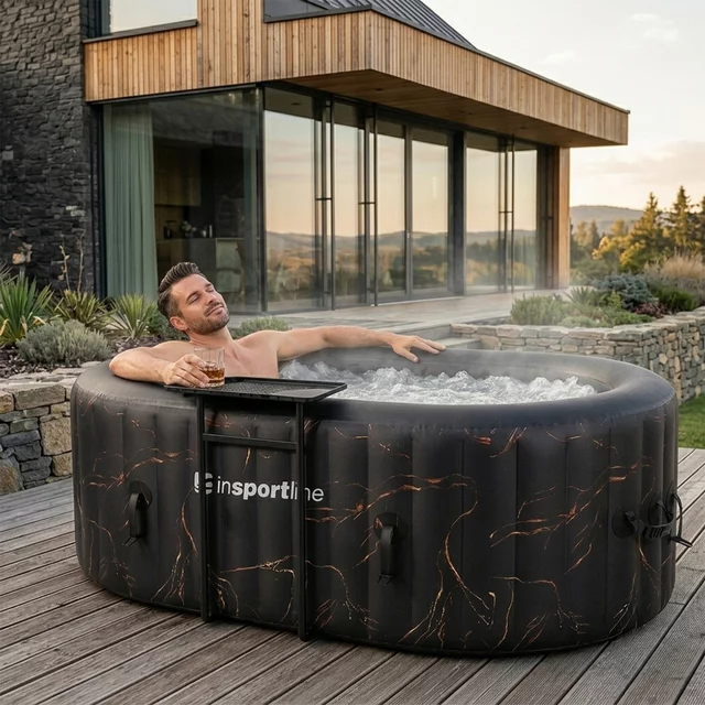Basen pompowany / jacuzzi inSPORTline Voytano z hydromasażerm ∙ dla 2 osób ∙ 100 dysz hydromasażu ∙ podgrzewanie do 40°C ∙ filtr 1400 l/h - Niebieski