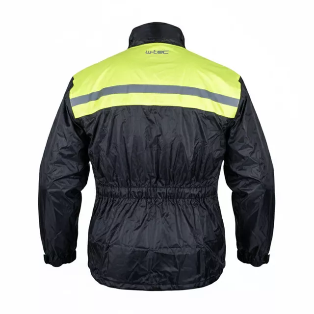Płaszcz przeciwdeszczowy motocyklowy W-TEC Nowet ∙ lekki ∙ elementy odblaskowe ∙ regulowane mankiety ∙ siateczkowa podszewka ∙ chowany kaptur - Czarny-fluo