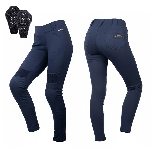 Legginsy motocyklowe damskie W-TEC Lukrecia Base Blue ∙ ochraniacze CE level 2 ∙ wysoki pas ∙ elastyczny stretch ∙ kieszenie z przodu i z tyłu ∙ zdejmowane ochraniacze ∙ miejski styl - Niebieski - Niebieski