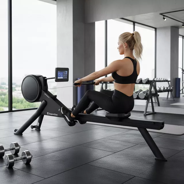 Wioślarz powietrzno-magnetyczny inSPORTline ZenRow ∙ ekran dotykowy ∙ 24 poziomy oporu ∙ nośność 150 kg ∙ aplikacje fitness ∙ Netflix/Spotify