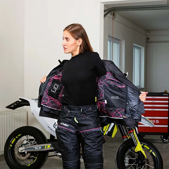 Damska kurtka motocyklowa W-TEC Progair Lady - Czarno-różowy