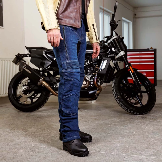 Męskie dżinsy motocyklowe W-TEC Biterillo - Niebieski