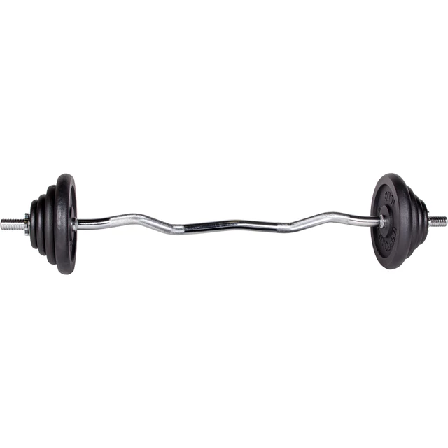 Zestaw gryf + talerze inSPORTline Castblack ∙ łamany 120 cm ∙ 30 mm ∙ 45 kg ∙ powlekane żeliwo