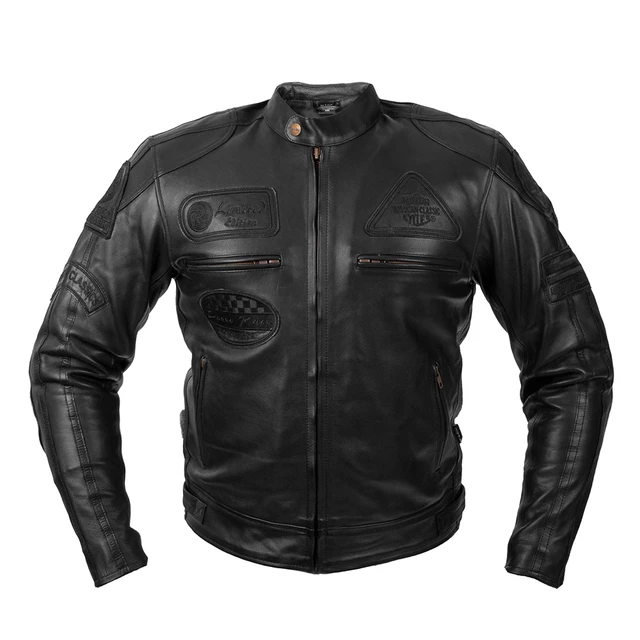 Męska skórzana kurtka motocyklowa W-TEC Urban Noir - Czarny - Czarny