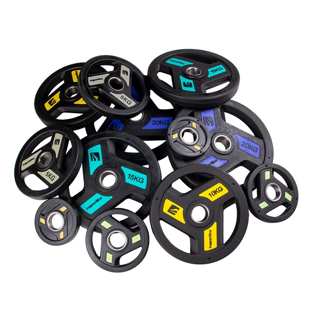 Olimpijskie obciążenia gumowane inSPORTline Herk OL 50 mm 1,25-25 kg ∙ uchwyty ergonomiczne ∙ powłoka poliuretanowa