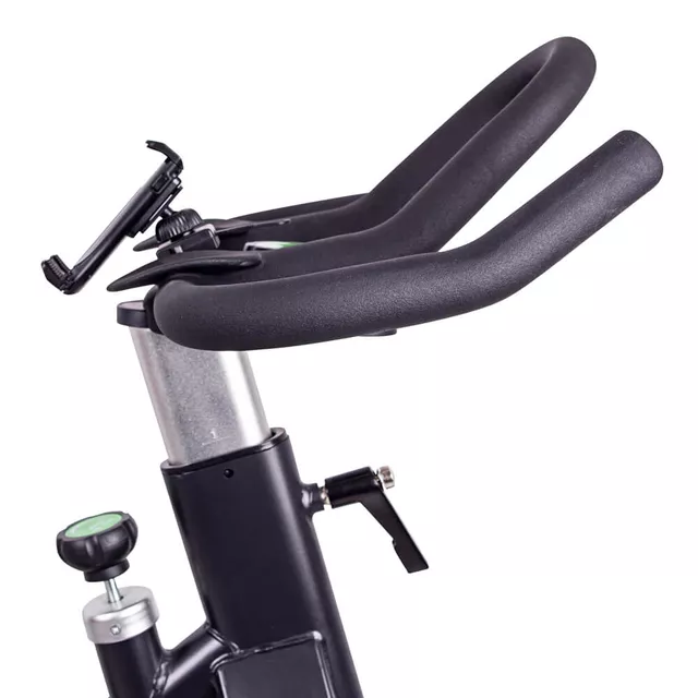 Profesjonalny rower spinningowy inSPORTline Airin ∙ magnetyczny ∙ 20 kg koło ∙ cichy napęd pasowy ∙ płynna regulacja obciążenia ∙ uchwyt na tablet - Czarno-srebrny