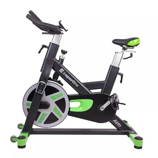 Profesjonalny rower spinningowy inSPORTline Airin ∙ magnetyczny ∙ 20 kg koło ∙ cichy napęd pasowy ∙ płynna regulacja obciążenia ∙ uchwyt na tablet - Czarno-srebrny