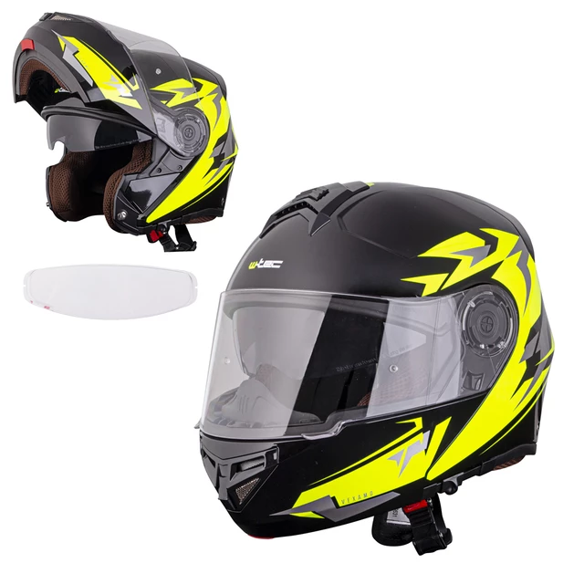 Kask motocyklowy szczękowy z blendą W-TEC Vexamo PI Graphic z Pinlockiem - Black Graphic - Black Graphic