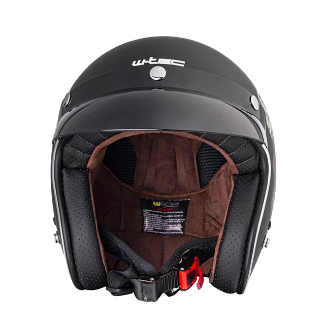 Kask motocyklowy otwarty chopper W-TEC Black Heart Kustom - Skull, czarny połysk