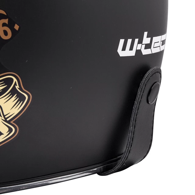 Kask motocyklowy otwarty chopper W-TEC Black Heart Kustom - Skull, czarny połysk