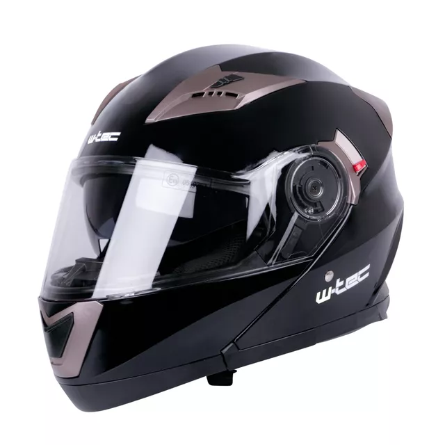 Kask motocyklowy z blendą Flip-Up W-TEC Pezzon - czarno-brązowy