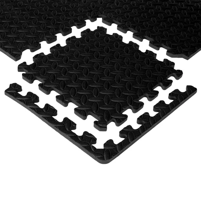 Mata antypoślizgowa puzzle inSPORTline Famkin ∙ 12 elementów 30×30×1,2 cm ∙ materiał PE ∙ obciążenie max 120 kg ∙ z krawędziami - Czarny
