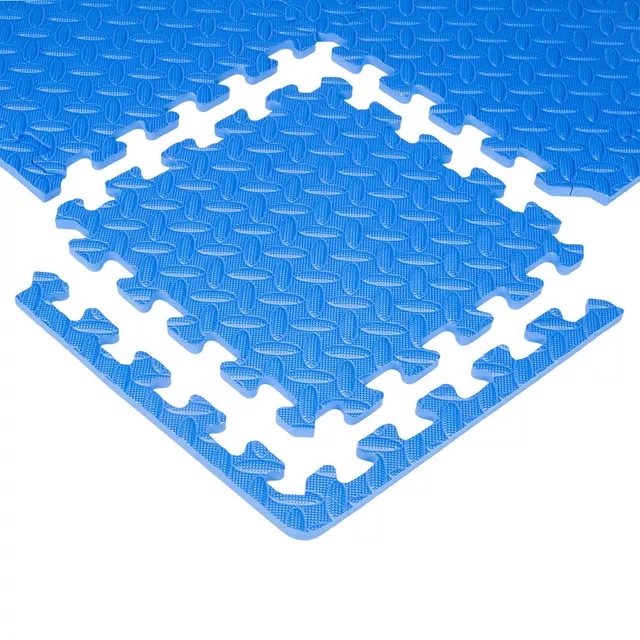 Mata antypoślizgowa puzzle inSPORTline Famkin ∙ 12 elementów 30×30×1,2 cm ∙ materiał PE ∙ obciążenie max 120 kg ∙ z krawędziami - Niebieski