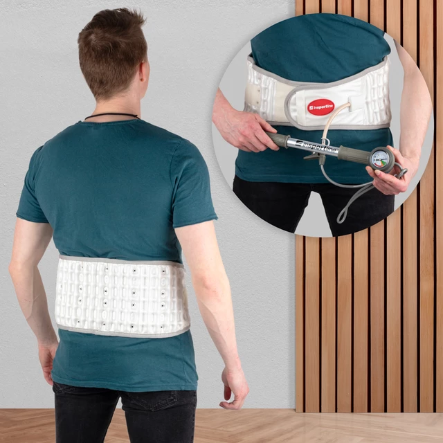 Orteza dekompresyjna lędźwiowa inSPORTline Ronyo ∙ stabilizator z kolumnami powietrznymi ∙ pompowana ∙ z manometrem