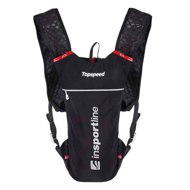 Ultralekki plecak do biegania inSPORTline Topspeed ∙ pojemność 3,5 l ∙ waga 250 g ∙ wentylowane szelki ∙ kompatybilny z bukłakiem ∙ odblaskowe detale - Czarny
