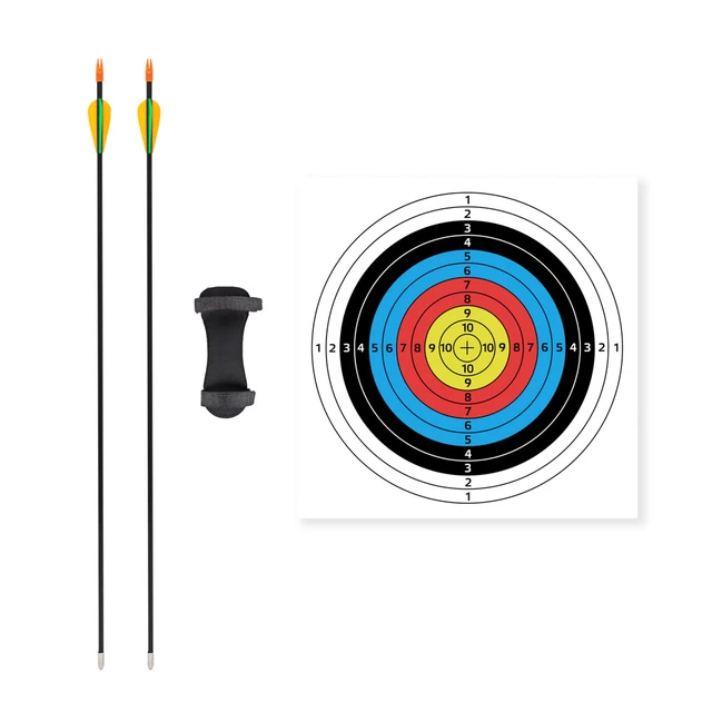 Zestaw łuczniczy inSPORTline Hizza ∙ klasyczny łuk 15 lbs ∙ 2 strzały z włókna szklanego ∙ tarcza 40 cm ∙ ergonomiczny uchwyt - Czarny
