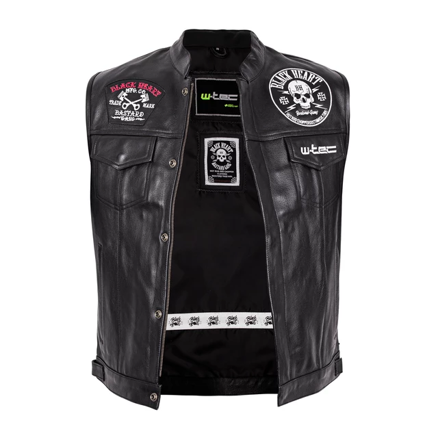 Skórzana kamizelka motocyklowa W-TEC Black Heart Rumbler - Czarny