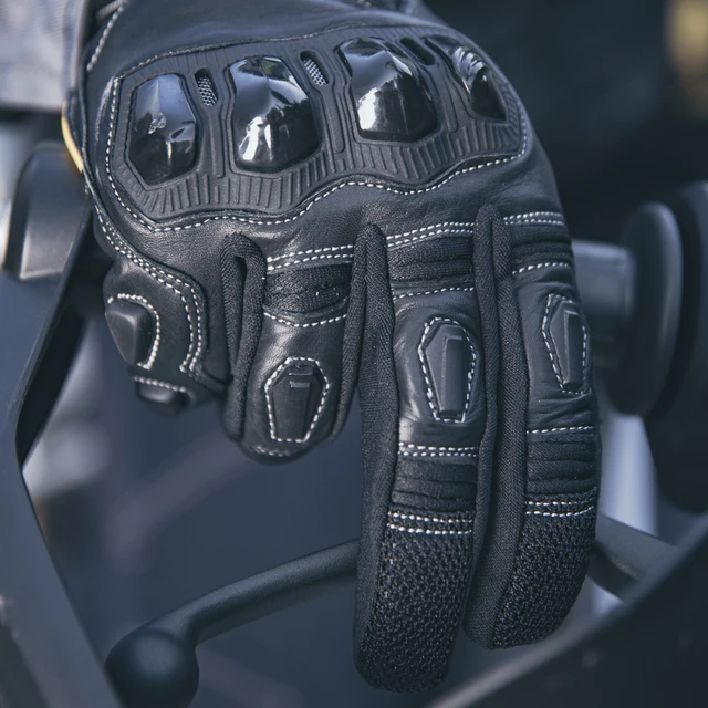 Skórzane rękawice motocyklowe W-TEC Flanker - Czarny