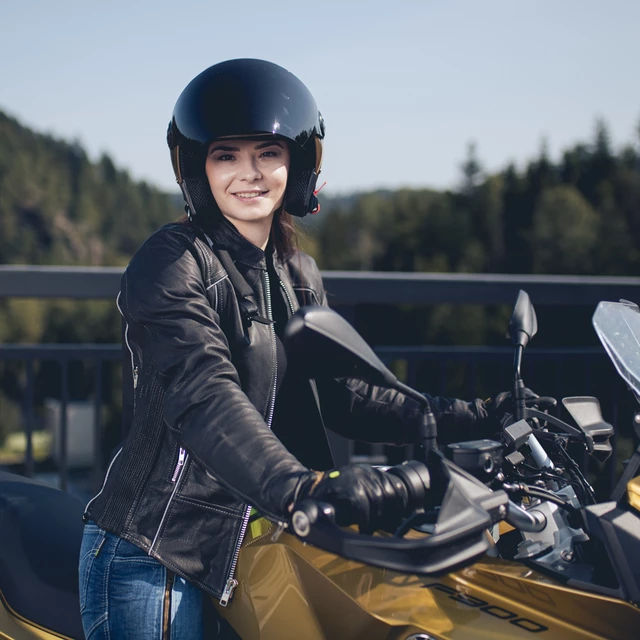Damskie skórzane rękawice motocyklowe W-TEC Perchta - Czarny