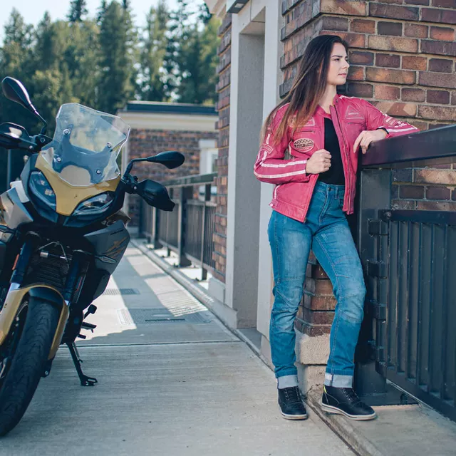 Damskie jeansowe spodnie motocyklowe W-TEC Panimali - Ciemny niebieski