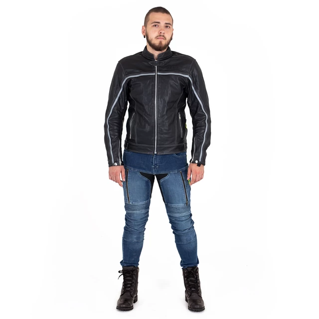 Skórzana kurtka motocyklowa W-TEC Mathal - Czarny