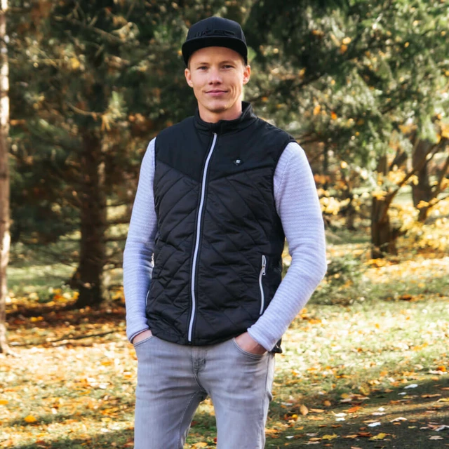 Ogrzewana kamizelka bezrękawnik męski inSPORTline Warmhim ∙ grzanie włóknem węglowym ∙ strefy brzuch/plecy/kręgosłup ∙ powerbank USB