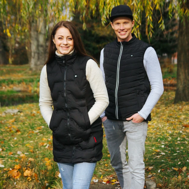 Męska kamizelka ogrzewana W-TEC HEATstem ∙ Active Heat Core ∙ 3 strefy grzewcze ∙ promienie IR ∙ elastyczne wstawki ∙ odblaskowe elementy - Czarny
