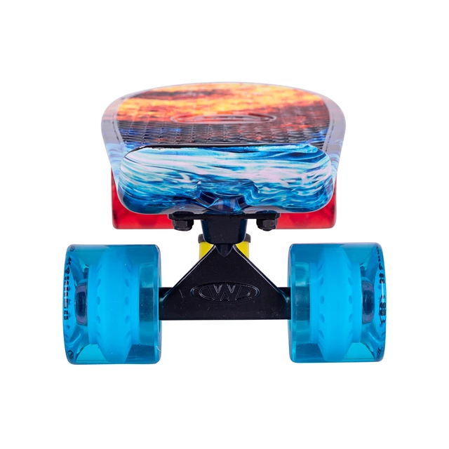 Deskorolka typu FISZKA marki WORKER Colory 22" ABEC-11 ∙ trucki aluminiowe ∙ waga 1,85 kg ∙ nośność 90 kg ∙ deska PP antypoślizgowa - Acid Rainbow (tęczowy)