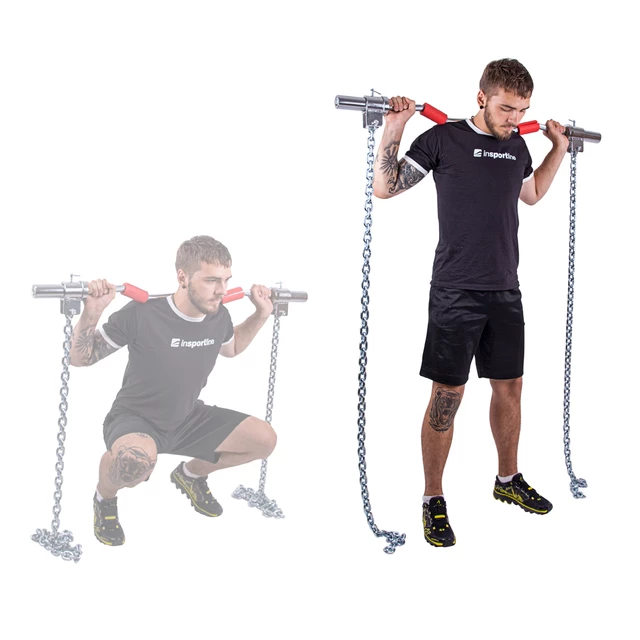 Łańcuch siłowy / treningowy inSPORTline Chainbos ∙ 15 kg ∙ stalowa konstrukcja ∙ montaż na sztangę ∙ do przysiadów i martwych ciągów
