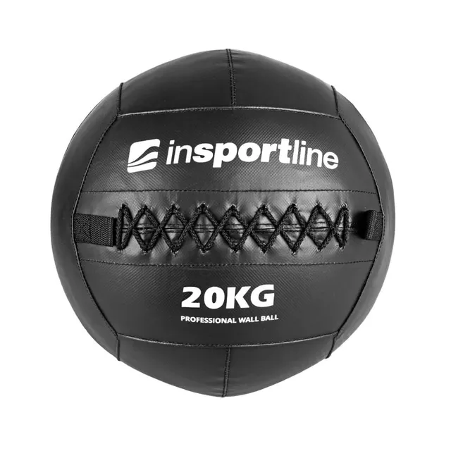 Piłka lekarska inSPORTline Walbal SE 20 kg ∙ możliwość mocowania gum / lin ∙ podwójne szycie ∙ wytrzymała powłoka PVC ∙ BLACK EDITION