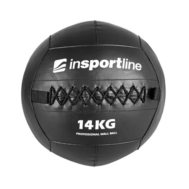Piłka lekarska inSPORTline Walbal SE 14 kg ∙ możliwość mocowania gum / lin  ∙ podwójne szycie ∙ wytrzymała powłoka PVC ∙ BLACK EDITION