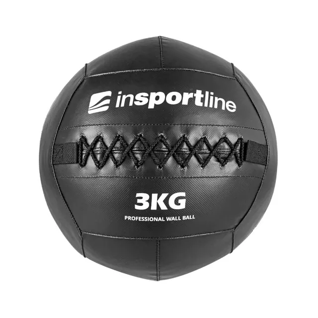 Piłka lekarska inSPORTline Walbal SE 3 kg ∙ możliwość mocowania gum / lin  ∙ podwójne szycie ∙ wytrzymała powłoka PVC ∙ BLACK EDITION