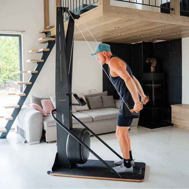Trenażer narciarski inSPORTline Velocer SKI ∙ 16 stopni oporu ∙ 21 programów ∙ system magnetyczno-powietrzny ∙ nośność 150 kg
