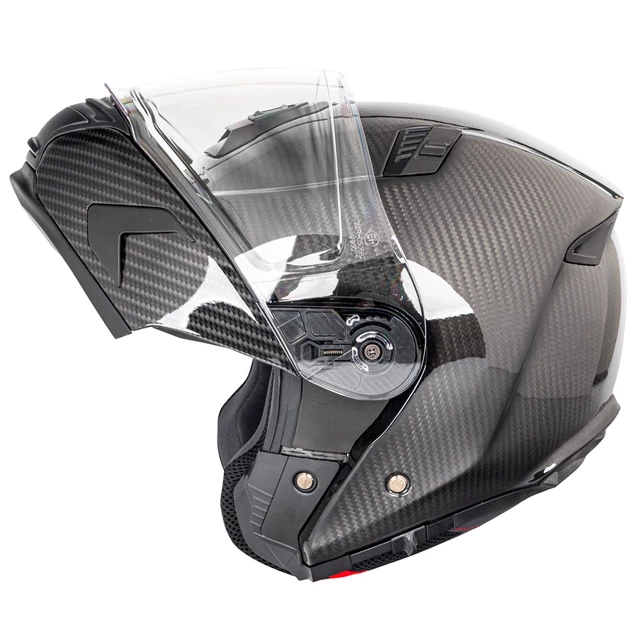 Kask motocyklowy full-carbon W-TEC Tensiler ∙ lekki ∙ skorupa karbon + włókno szklane ∙ wysuwana osłona słoneczna - połysk węgla