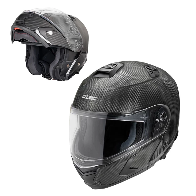 Kask motocyklowy full-carbon W-TEC Tensiler ∙ lekki ∙ skorupa karbon + włókno szklane ∙ wysuwana osłona słoneczna - połysk węgla - połysk węgla