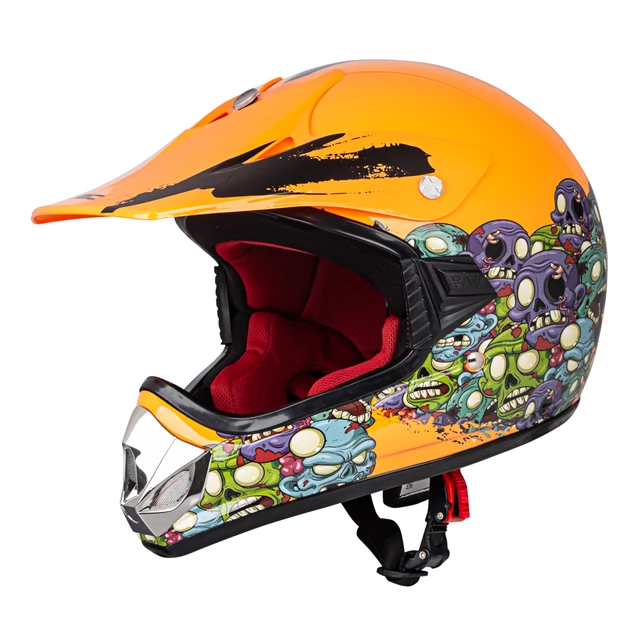 Młodzieżowy kask motocyklowy W-TEC V310 enduro - Neonowa zieleń zombie - Zombie neon pomarańczowy