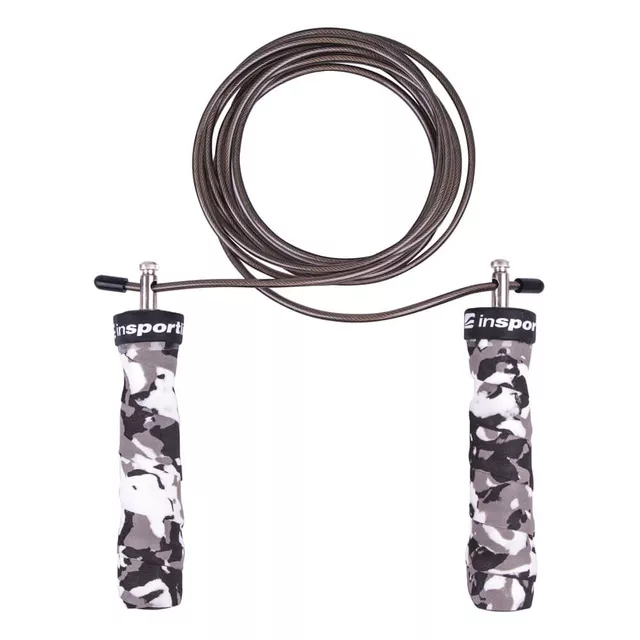 Skakanka szybkościowa inSPORTline Jumpkamu ∙ regulowana 300 cm ∙ łożyska obrotowe ∙ uchwyty ergonomiczne 13 cm ∙ waga 166 g - Red camu - White camu