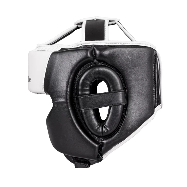 Kask bokserski inSPORTline Truluck ∙ wyściółka pochłaniająca uderzenia ∙ otwory na uszy ∙ do treningu ∙ pasek pod brodą - Czarno-biały