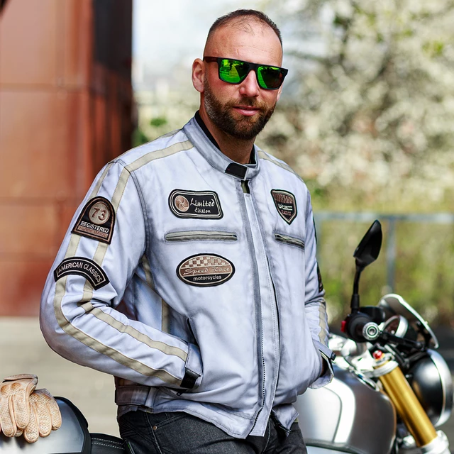 Męska kurtka motocyklowa W-TEC Patriot - Biały