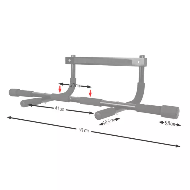 Drążek drzwiowy inSPORTline DCB100 ∙ długość 91 cm ∙ kompaktowy montaż ∙ nośność 110 kg ∙ 3 kąty chwytu