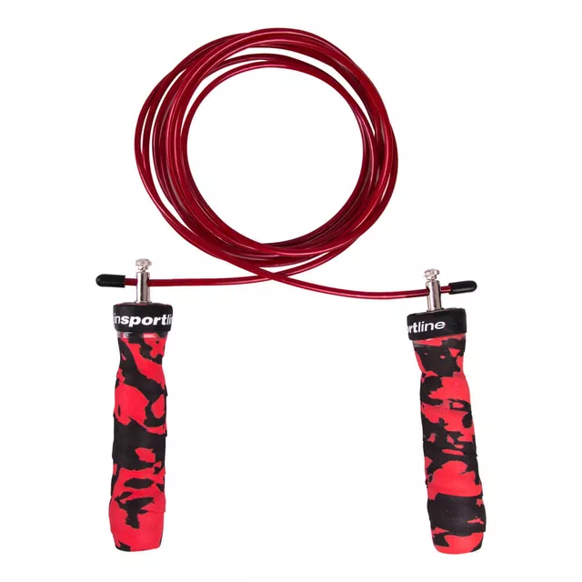 Skakanka szybkościowa inSPORTline Jumpkamu ∙ regulowana 300 cm ∙ łożyska obrotowe ∙ uchwyty ergonomiczne 13 cm ∙ waga 166 g - Red camu - Red camu