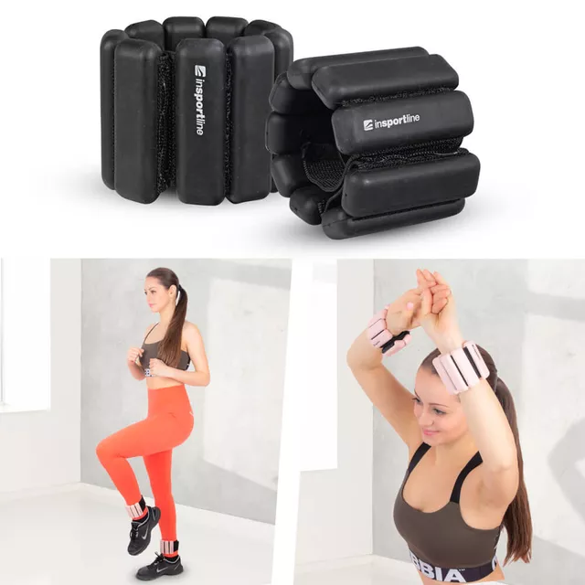 Obciążniki fitness na kostki i nadgarstki inSPORTline Brace 2x1,5 kg ∙ silikonowe ∙ regulowane obciążenie ∙ z rzepem