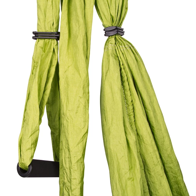 Hamak antygrawitacyjny do jogi inSPORTline Hemmok 280×150 cm ∙ karabińczyki ∙ 6 uchwytów ∙ wytrzymały ∙ 200 kg - Zielony