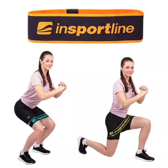 Taśma oporowa / opaska ∙ inSPORTline Hiplop L ∙ 22 kg oporu ∙ 8 cm szeroka ∙ antypoślizgowa - Pomarańczowy - Pomarańczowy