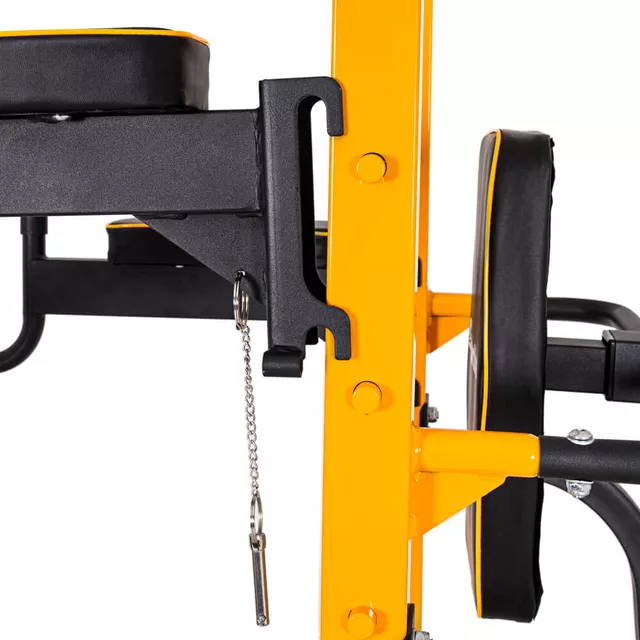 Stacja wielofunkcyjna inSPORTline Power Tower PT250 ∙ drążek + dipy + stojak ∙ udźwig 150 kg ∙ drążek z wieloma uchwytami - Czarno-żółty