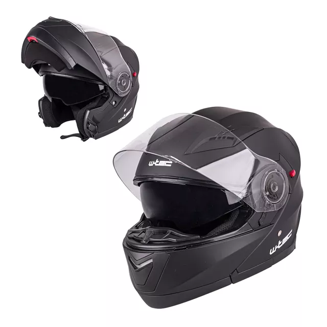 Kask motocyklowy z blendą Flip-Up W-TEC Pezzon - czarno-brązowy - czarny mat