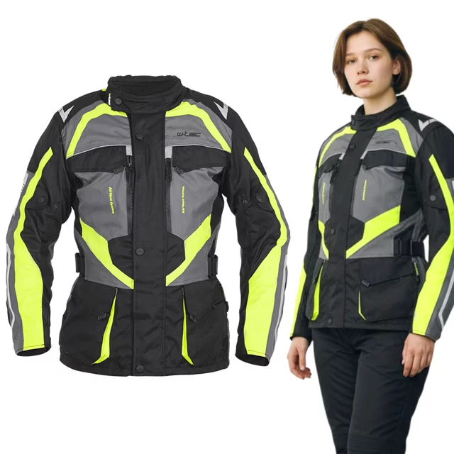 Damska kurtka motocyklowa W-TEC Radana ∙ trójwarstwowa ∙ membrana wodoodporna ∙ podpinka ocieplająca ∙ ochraniacze CE ∙ AirVent - Czarno-szaro-czerwony - Czarno-szaro-zielony