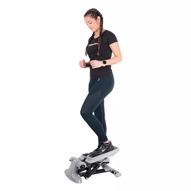 Duży stepper z linkami inSPORTline Active ∙ obciążenie hydrauliczne ∙ ekran LCD z krokomierzem ∙ cicha praca ∙ antypoślizgowe stopnie