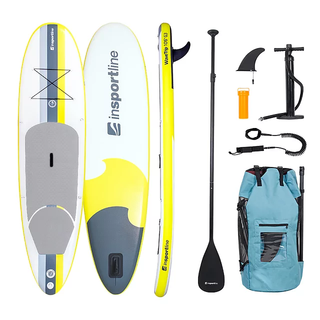 Paddleboard deska SUP z akcesoriami 320 cm inSPORTline WaveTrip 10'6" G3 - Żółty - Żółty