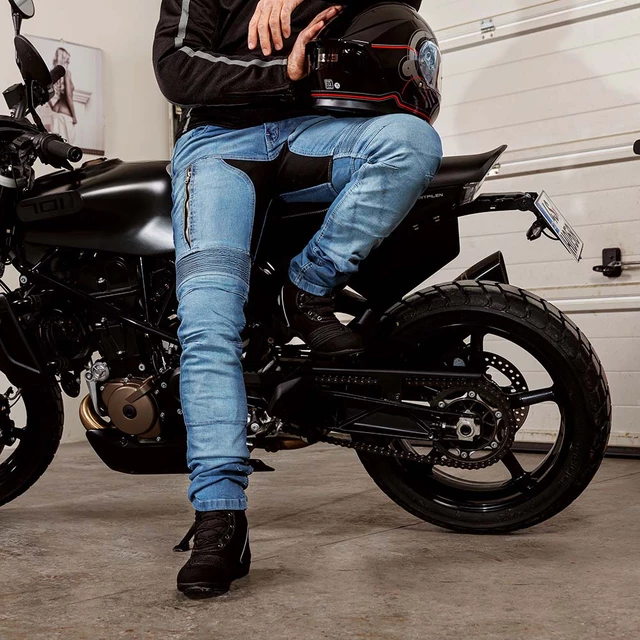 Męskie dżinsy motocyklowe W-TEC Grandus EVO - Niebieski
